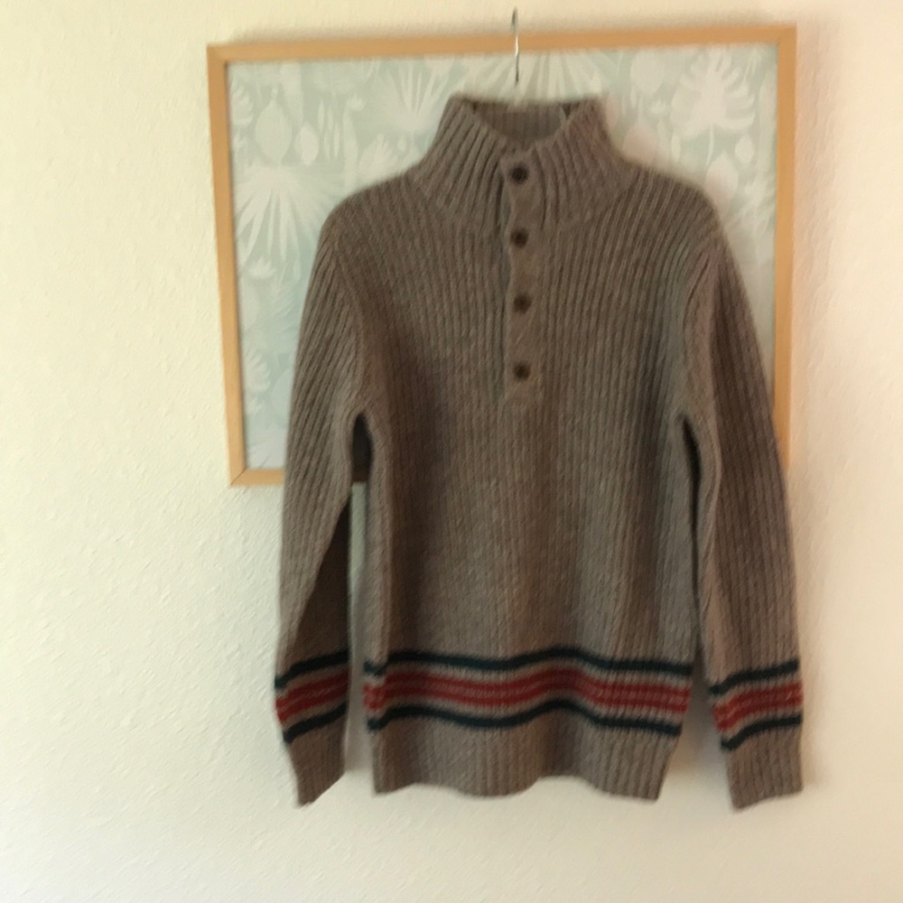 Pendleton cable knit lambs wool 4 button brown sweater size S/M